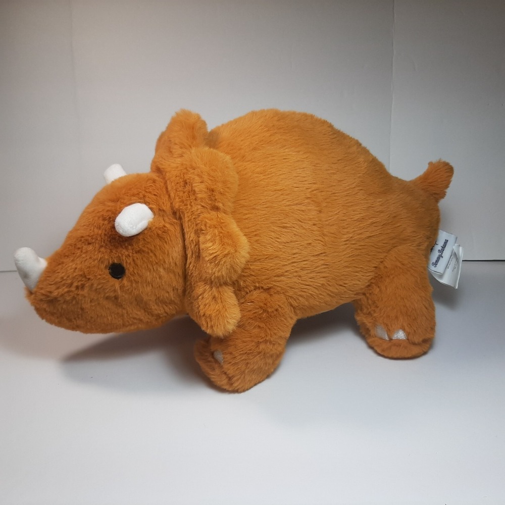 Tommy Bahama Plush Dinosaur Stuffed Toy Triceratops Orange 8" Tall 16" Long